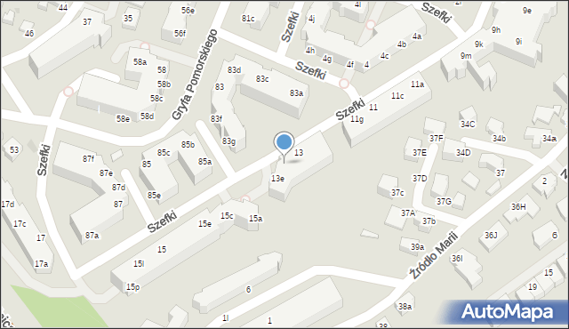 Gdynia, Szefki Waleriana, 13d, mapa Gdyni