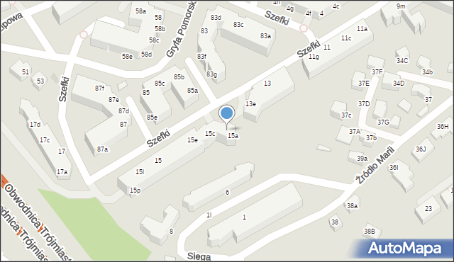 Gdynia, Szefki Waleriana, 15b, mapa Gdyni