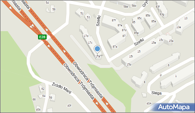 Gdynia, Szefki Waleriana, 17a, mapa Gdyni