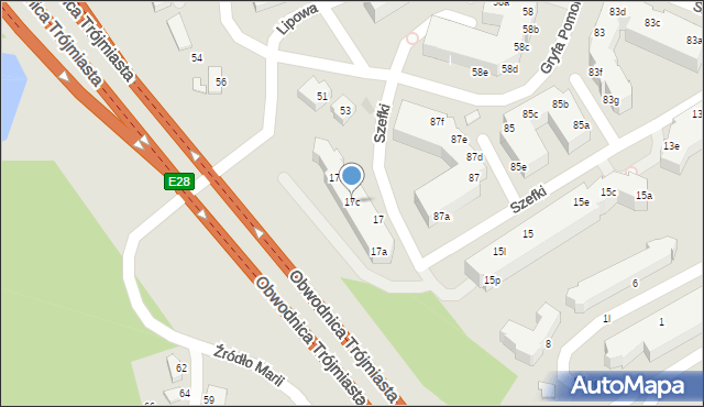 Gdynia, Szefki Waleriana, 17c, mapa Gdyni