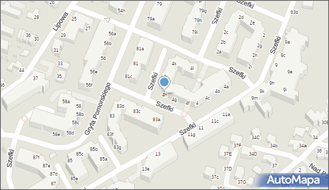 Gdynia, Szefki Waleriana, 4h, mapa Gdyni