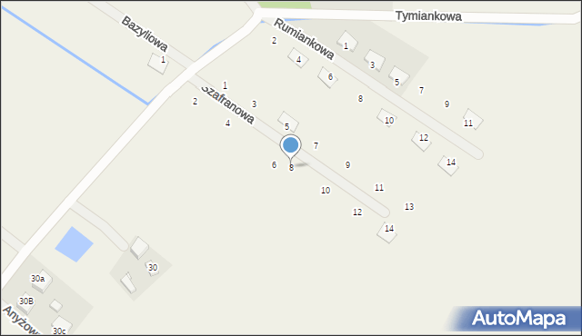 Glinno, Szafranowa, 8, mapa Glinno