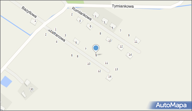 Glinno, Szafranowa, 9, mapa Glinno