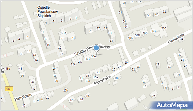 Gliwice, Sztabu Powstańczego, 30B, mapa Gliwic