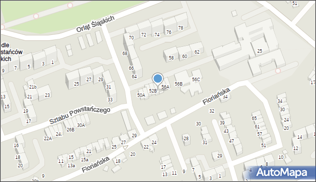 Gliwice, Sztabu Powstańczego, 54A, mapa Gliwic