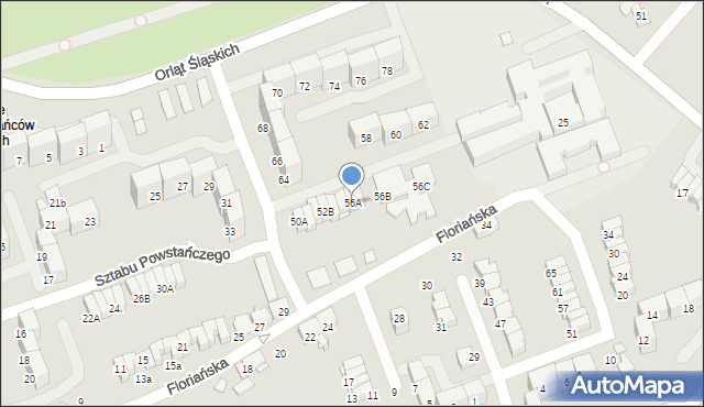 Gliwice, Sztabu Powstańczego, 56A, mapa Gliwic