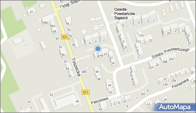 Gliwice, Sztabu Powstańczego, 8, mapa Gliwic