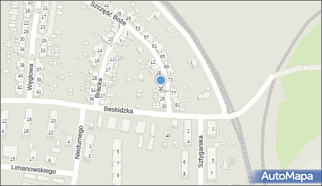 Gliwice, Szczęść Boże, 22, mapa Gliwic