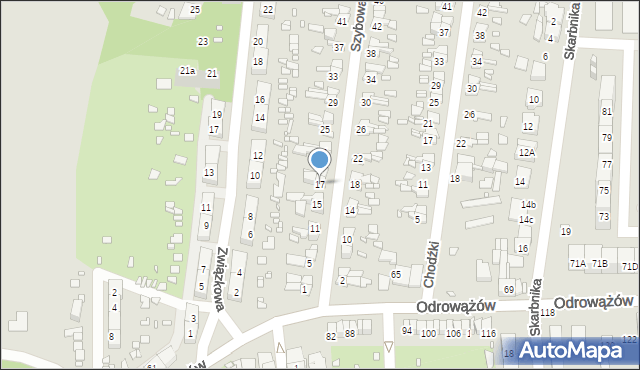 Gliwice, Szybowa, 17, mapa Gliwic