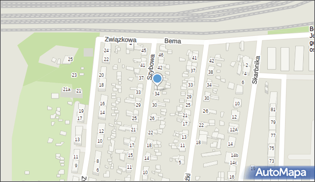 Gliwice, Szybowa, 36, mapa Gliwic