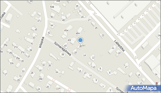 Gliwice, Szmaragdowa, 18, mapa Gliwic