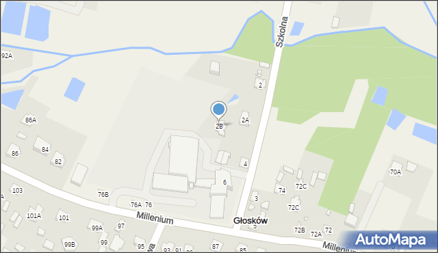 Głosków, Szkolna, 2B, mapa Głosków