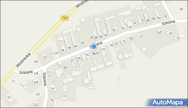 Gniazdów, Szkolna, 59, mapa Gniazdów