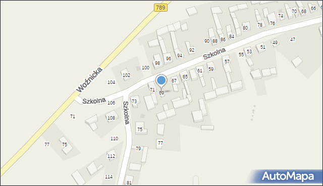 Gniazdów, Szkolna, 69, mapa Gniazdów
