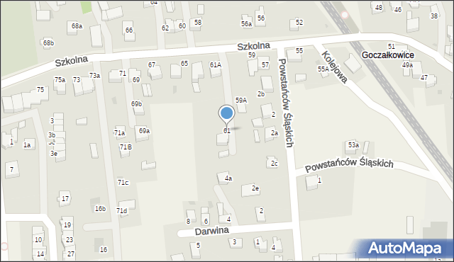 Goczałkowice-Zdrój, Szkolna, 61, mapa Goczałkowice-Zdrój