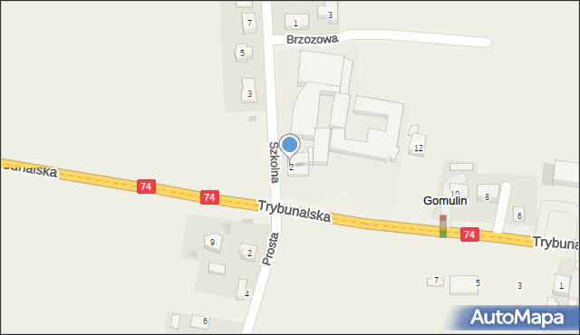 Gomulin, Szkolna, 2, mapa Gomulin
