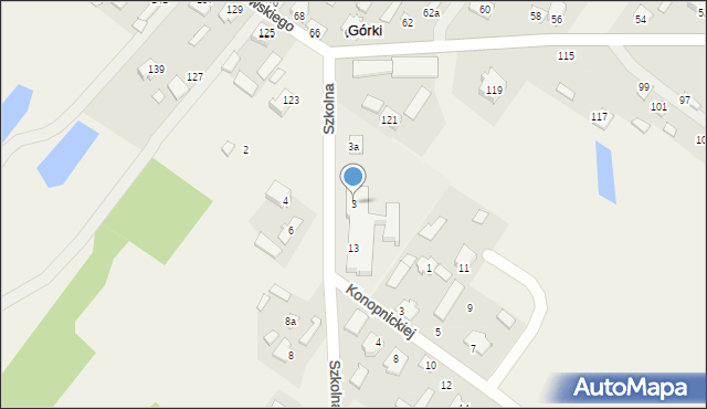 Górki, Szkolna, 3, mapa Górki