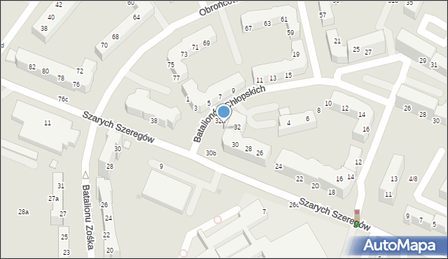 Gorzów Wielkopolski, Szarych Szeregów, 32b, mapa Gorzów Wielkopolski