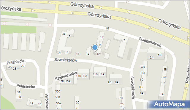 Gorzów Wielkopolski, Szwoleżerów, 12A, mapa Gorzów Wielkopolski