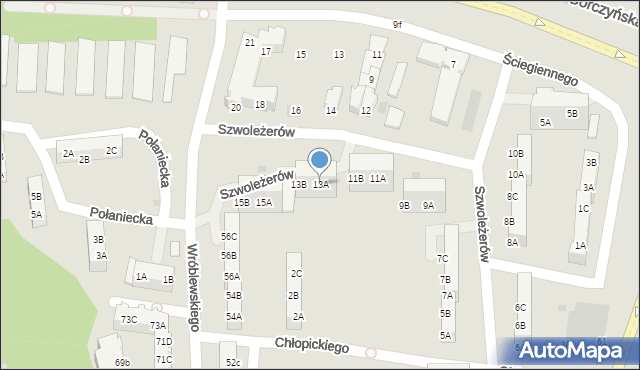 Gorzów Wielkopolski, Szwoleżerów, 13A, mapa Gorzów Wielkopolski