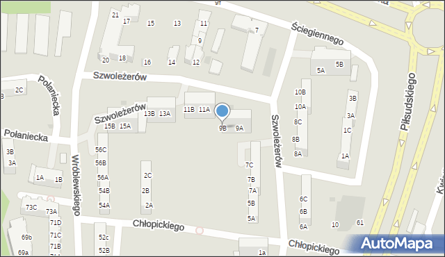 Gorzów Wielkopolski, Szwoleżerów, 9B, mapa Gorzów Wielkopolski