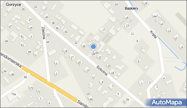 Gorzyce, Szkolna, 24, mapa Gorzyce