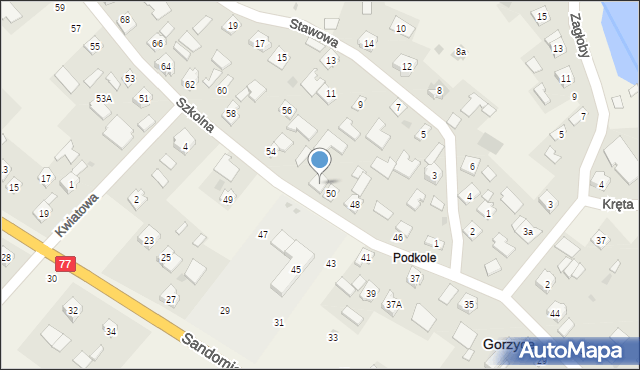 Gorzyce, Szkolna, 52, mapa Gorzyce