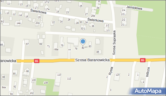 Grabówka, Szosa Baranowicka, 81, mapa Grabówka