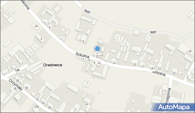 Gradowice, Szkolna, 11, mapa Gradowice