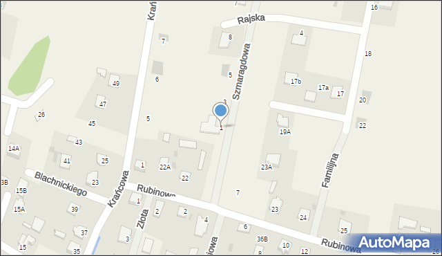 Granice, Szmaragdowa, 1, mapa Granice