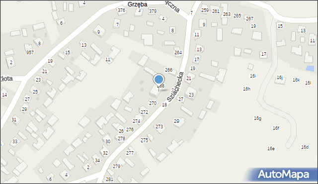 Grębów, Szlachecka, 16, mapa Grębów