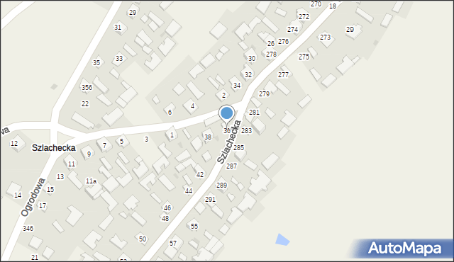 Grębów, Szlachecka, 36, mapa Grębów