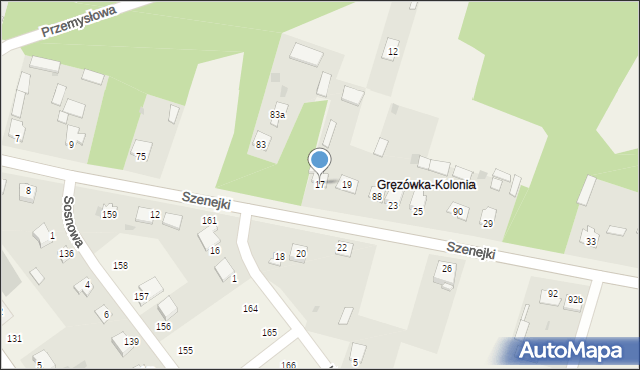 Gręzówka, Szenejki Tadeusza, 17, mapa Gręzówka