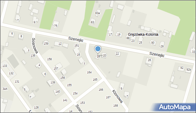 Gręzówka, Szenejki Tadeusza, 18, mapa Gręzówka