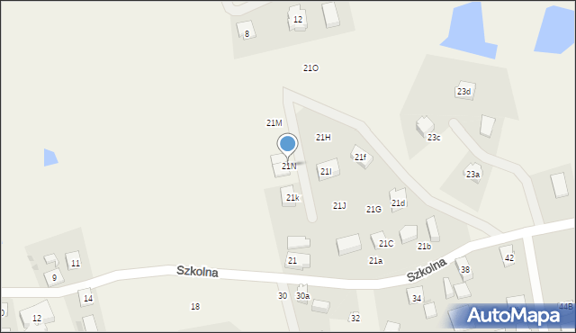 Grzybno, Szkolna, 21N, mapa Grzybno
