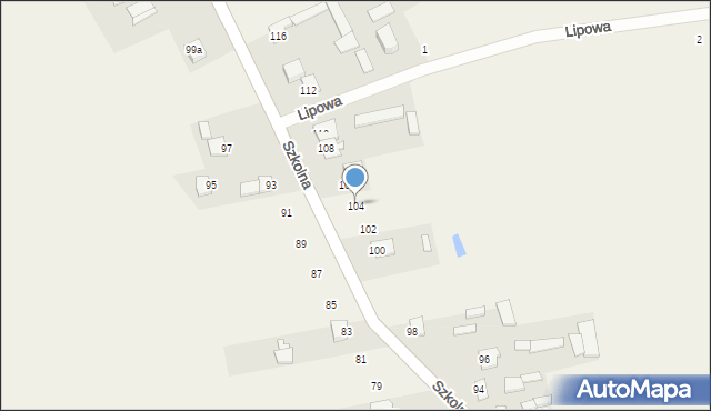 Gwizdały, Szkolna, 104, mapa Gwizdały