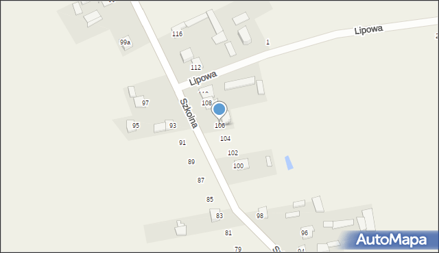 Gwizdały, Szkolna, 106, mapa Gwizdały