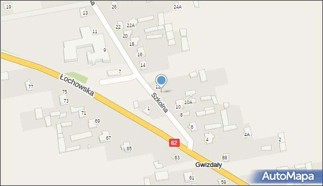 Gwizdały, Szkolna, 12a, mapa Gwizdały