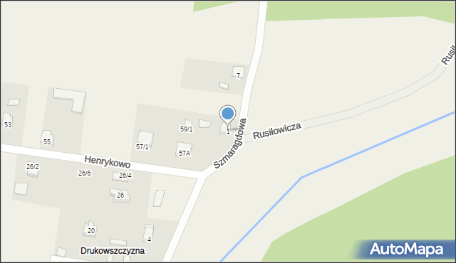 Henrykowo, Szmaragdowa, 1, mapa Henrykowo