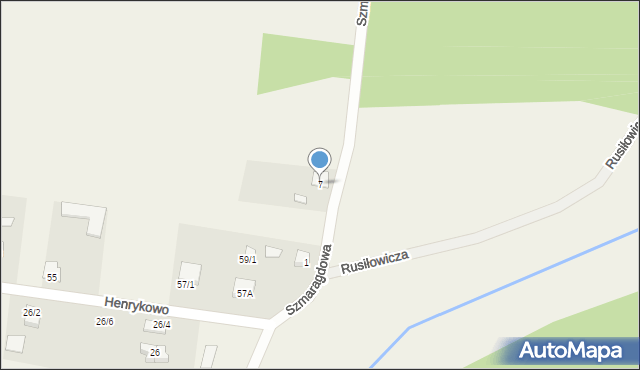 Henrykowo, Szmaragdowa, 7, mapa Henrykowo