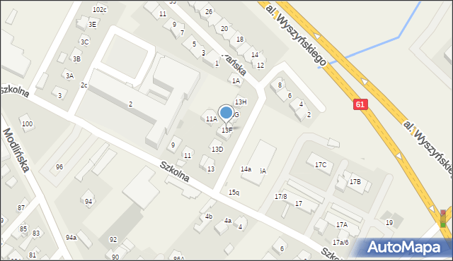 Jabłonna, Szkolna, 13F, mapa Jabłonna