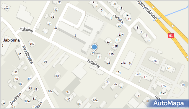 Jabłonna, Szkolna, 9A, mapa Jabłonna