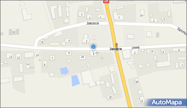 Jaksice, Szkolna, 1, mapa Jaksice