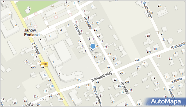 Janów Podlaski, Szkolna, 5a, mapa Janów Podlaski