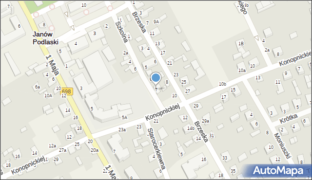 Janów Podlaski, Szkolna, 7, mapa Janów Podlaski