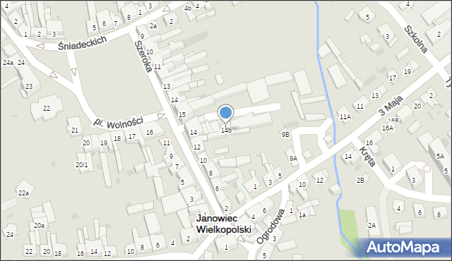 Janowiec Wielkopolski, Szeroka, 14b, mapa Janowiec Wielkopolski