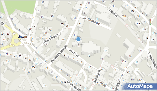 Jawor, Szkolna, 2, mapa Jawor
