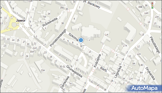 Jawor, Szkolna, 8, mapa Jawor