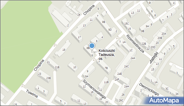 Jaworzno, Szymanowskiego Karola, 8A, mapa Jaworzno