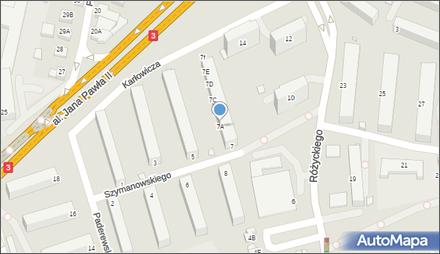 Jelenia Góra, Szymanowskiego Karola, 7A, mapa Jelenia Góra